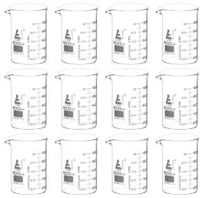 Glass beaker 100 ml ASTM 12 pack
